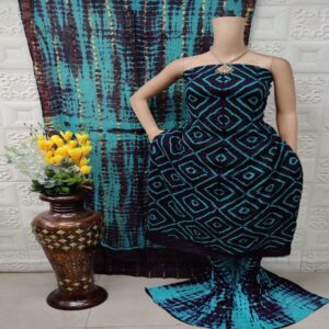 Teal and Mint Blue Printed Bandhani Dress Material