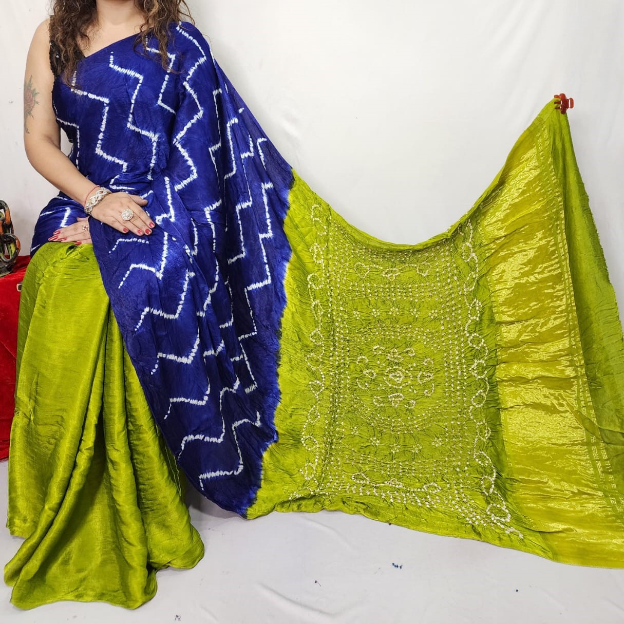 Pure Modal Silk Shibori Bandhani Saree