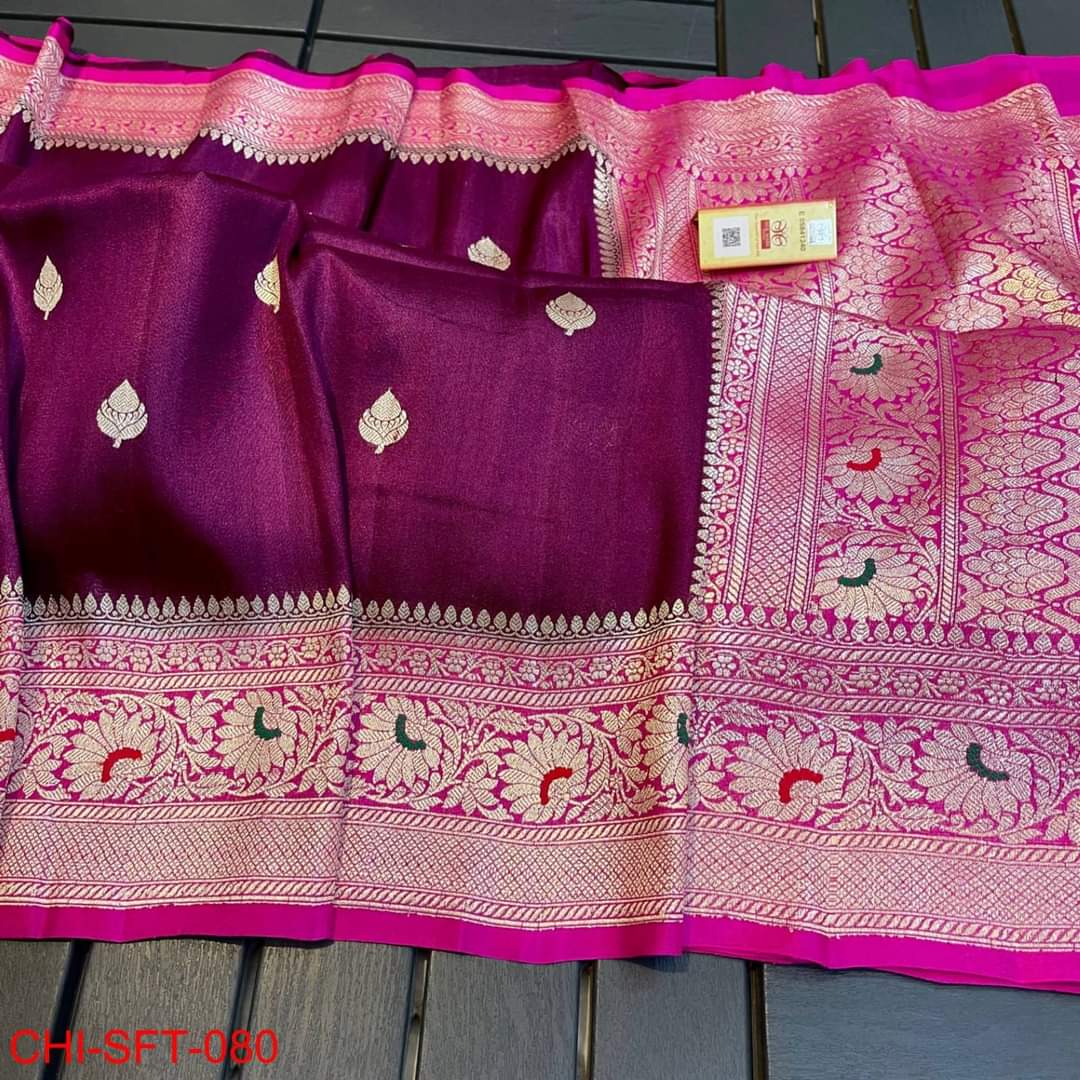 Pink Fancy Banarasi Handloom Designer Saree Exporter
