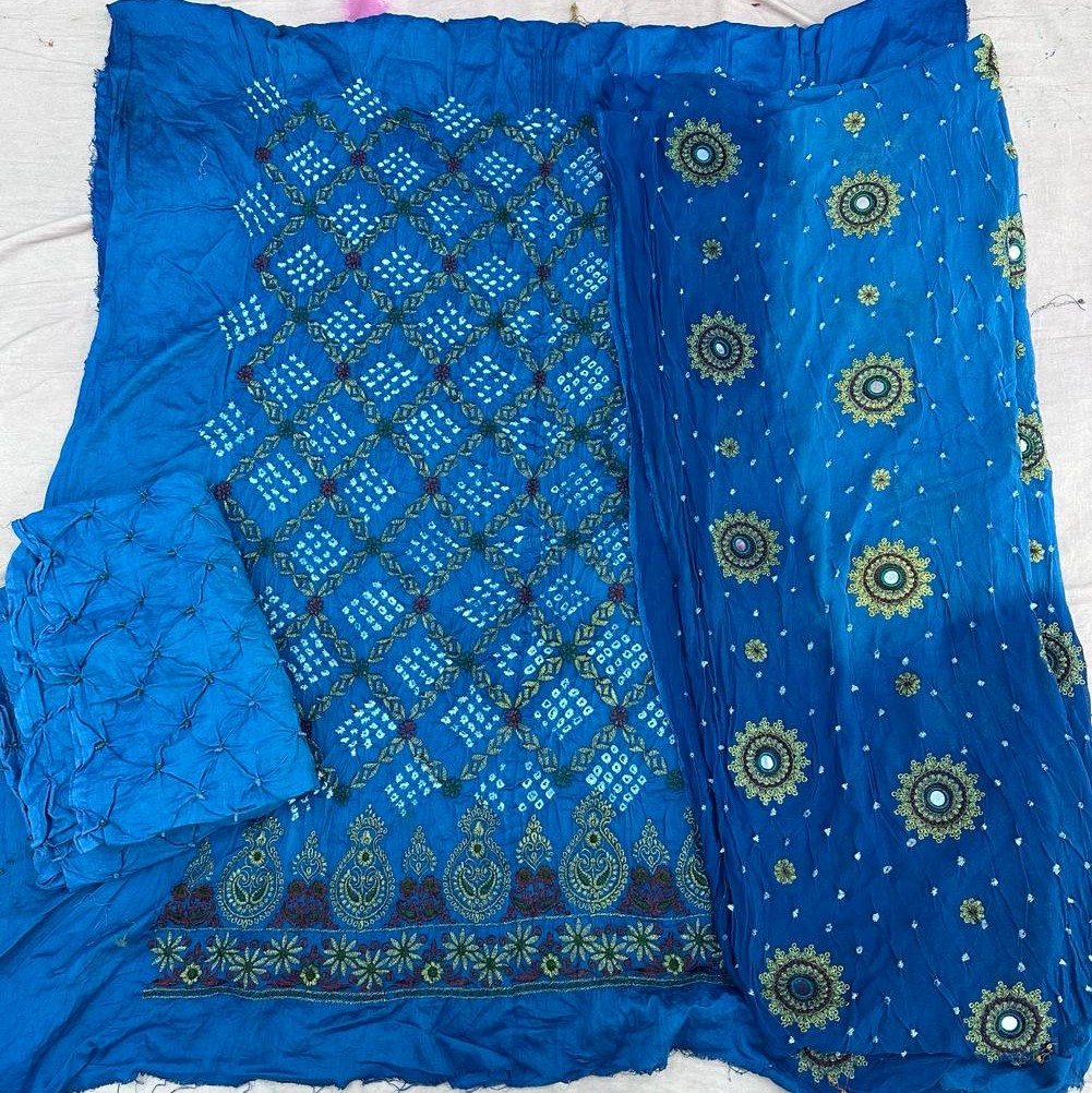 Light Blue Cotton Satin Dress Material Supplier