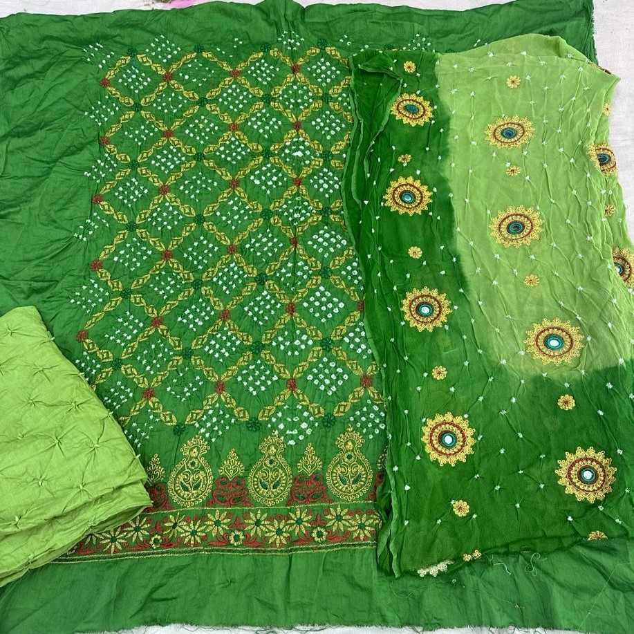 Light Green Cotton Satin Dress Material​
